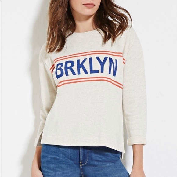 Forever 21 BRKLYN Sweatshirt Pullover Graphic Sz S - Picture 1 of 7